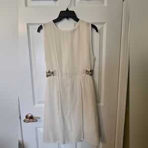 Zara White Sleeveless Mini Dress with Gold Embroidered Waist Size M